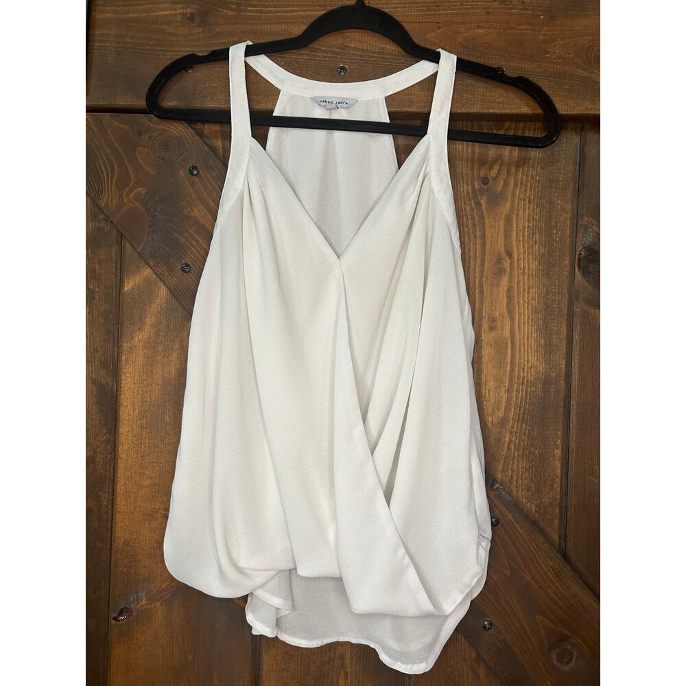 White Draped V-Neck Tank Top - Express